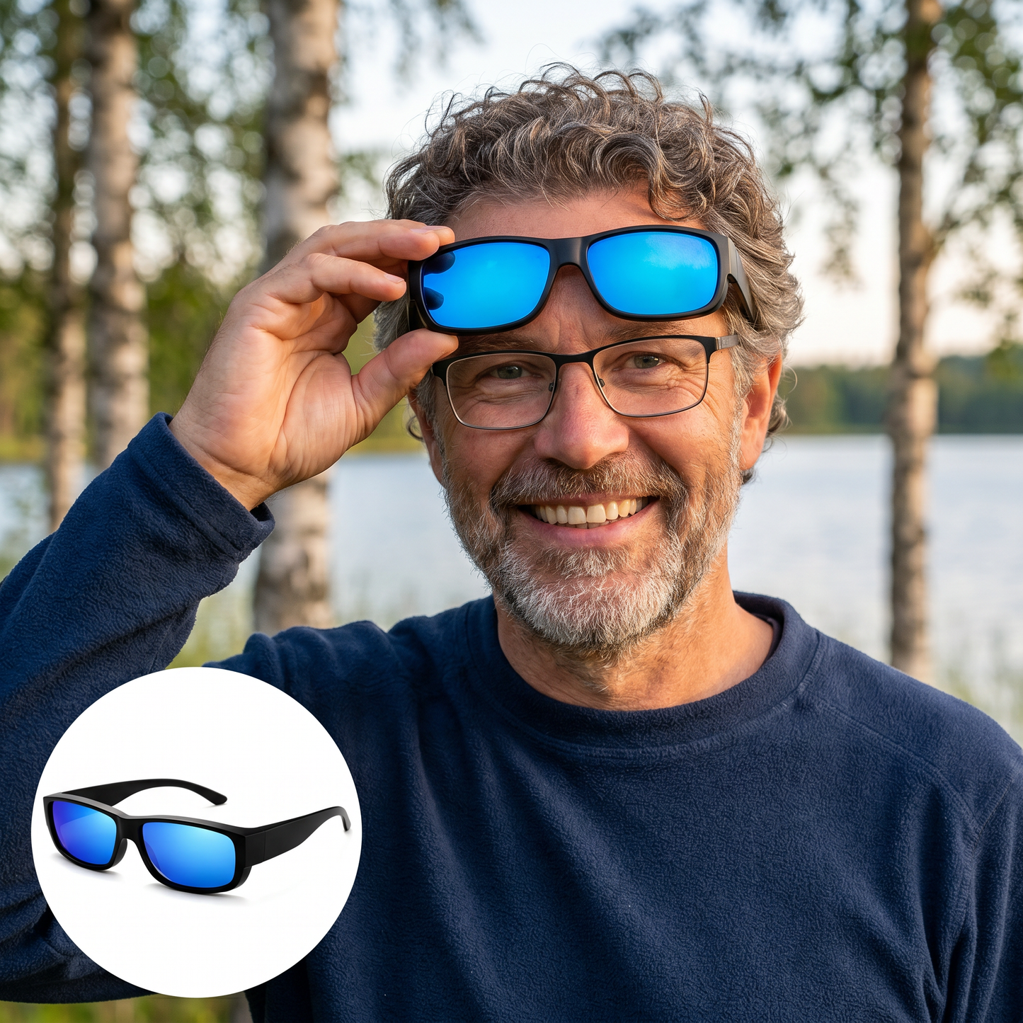 Zvarelo — Solbrillerne der sidder oven på dine briller med polariserede glas – uden at knibe øjnene sammen eller skifte