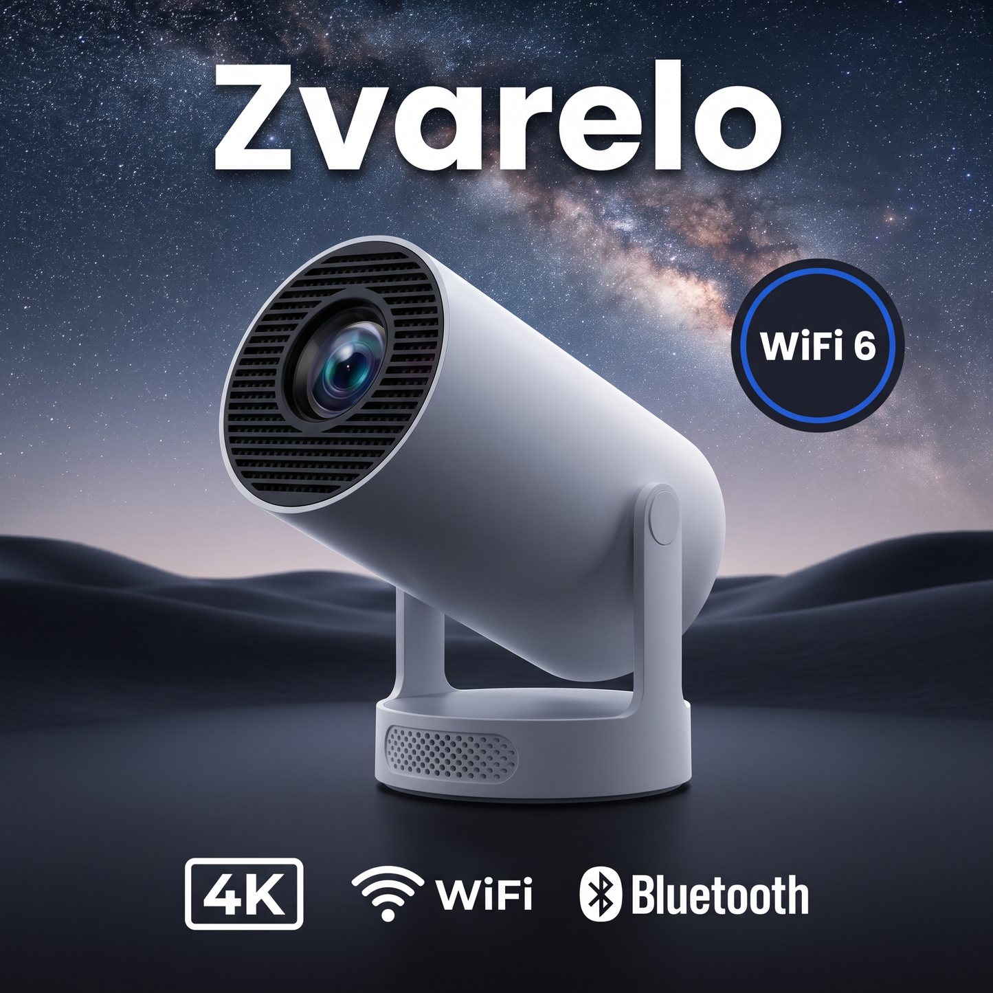 Zvarelo™ – Smart miniprojektor med WiFi 6 og 4000+ apps