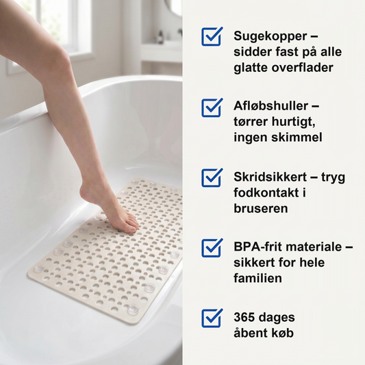Zvarelo — Skridsikker brusemåtte, der forhindrer glideulykker i brusebadet og stimulerer fødderne