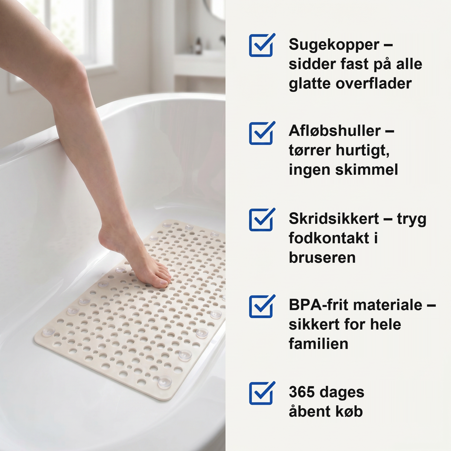 Zvarelo — Skridsikker brusemåtte, der forhindrer glideulykker i brusebadet og stimulerer fødderne