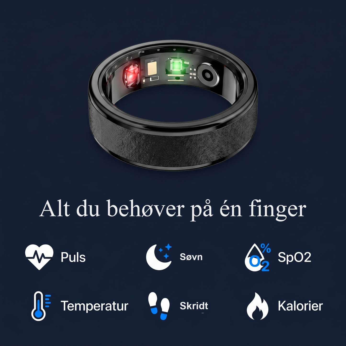 Zvarelo — Sundhedsringen, der sporer søvn, puls og stressniveau døgnet rundt uden skærm