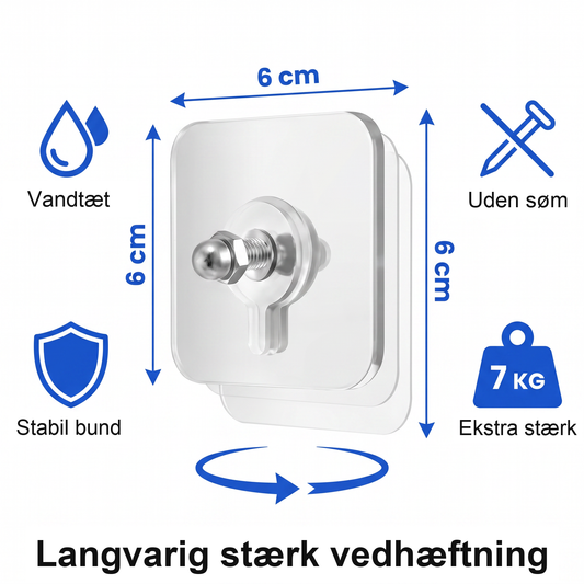 Zvarelo — Vægkrogene der holder 7 kg uden borehuller og efterlader væggen helt intakt