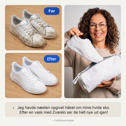 Zvarelo — Skoposen med 10.000 chenille-fibre der vasker skoene rene i maskinen uden dunken