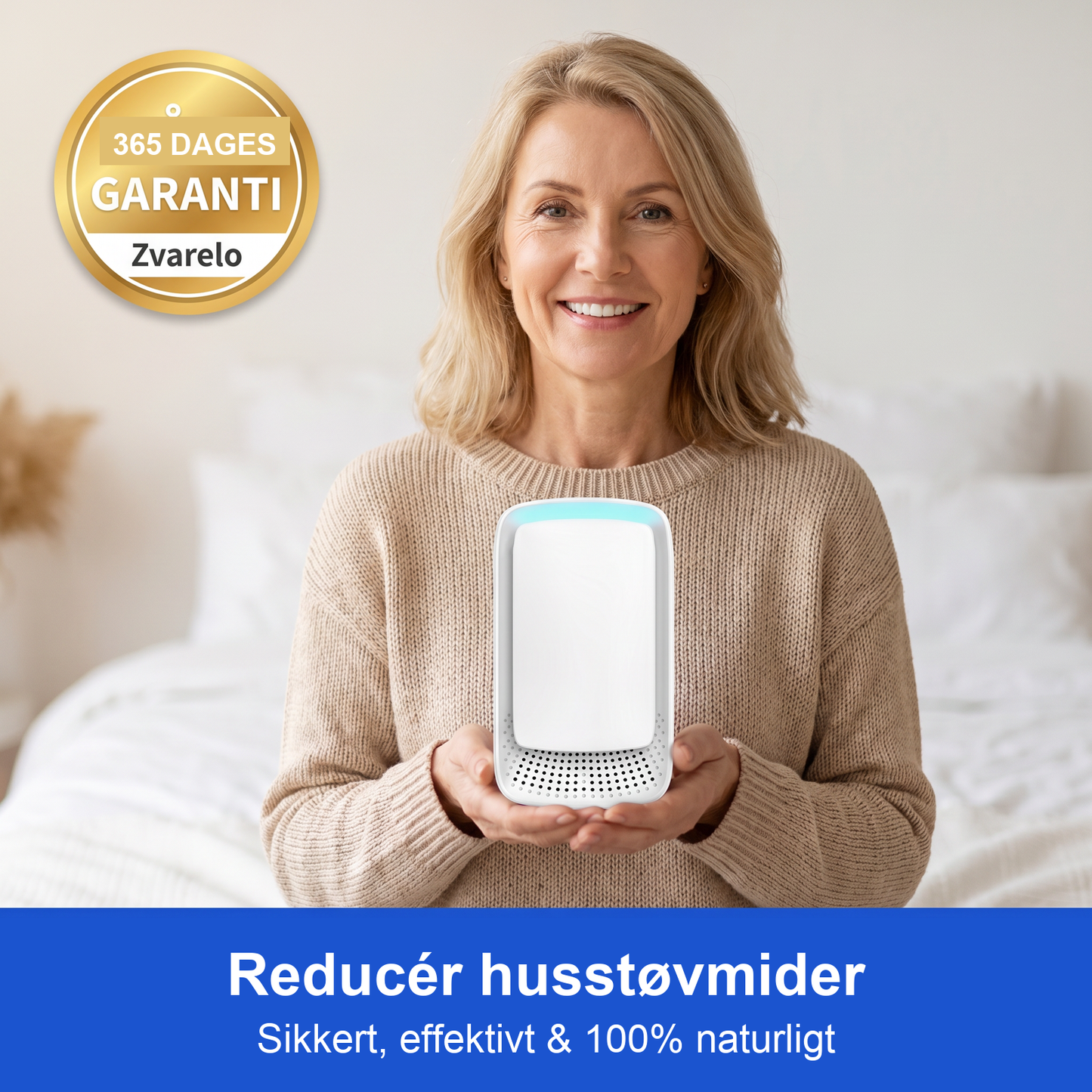 Zvarelo KvalsterFri — Ionisatoren der renser soverumslugten lydløst og filterfrit, så du vågner klarere