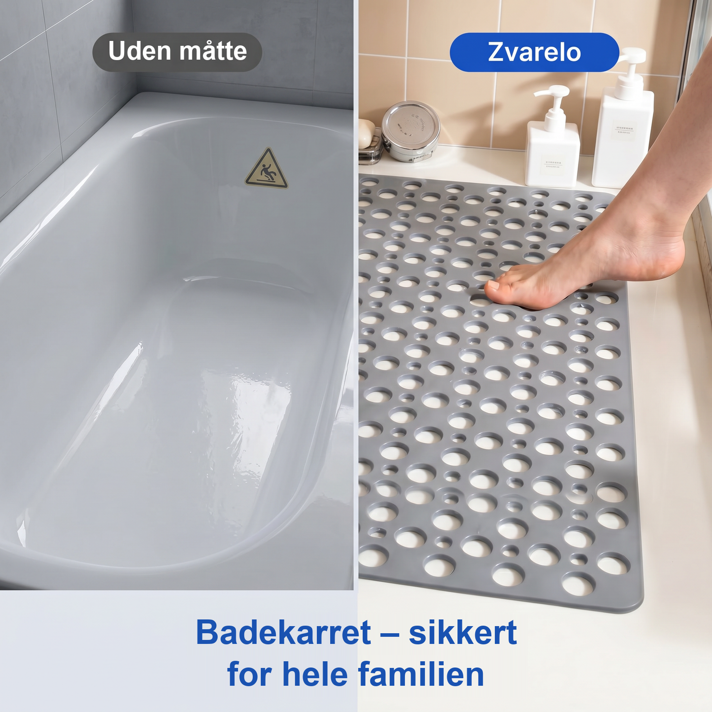 Zvarelo — Skridsikker brusemåtte, der forhindrer glideulykker i brusebadet og stimulerer fødderne
