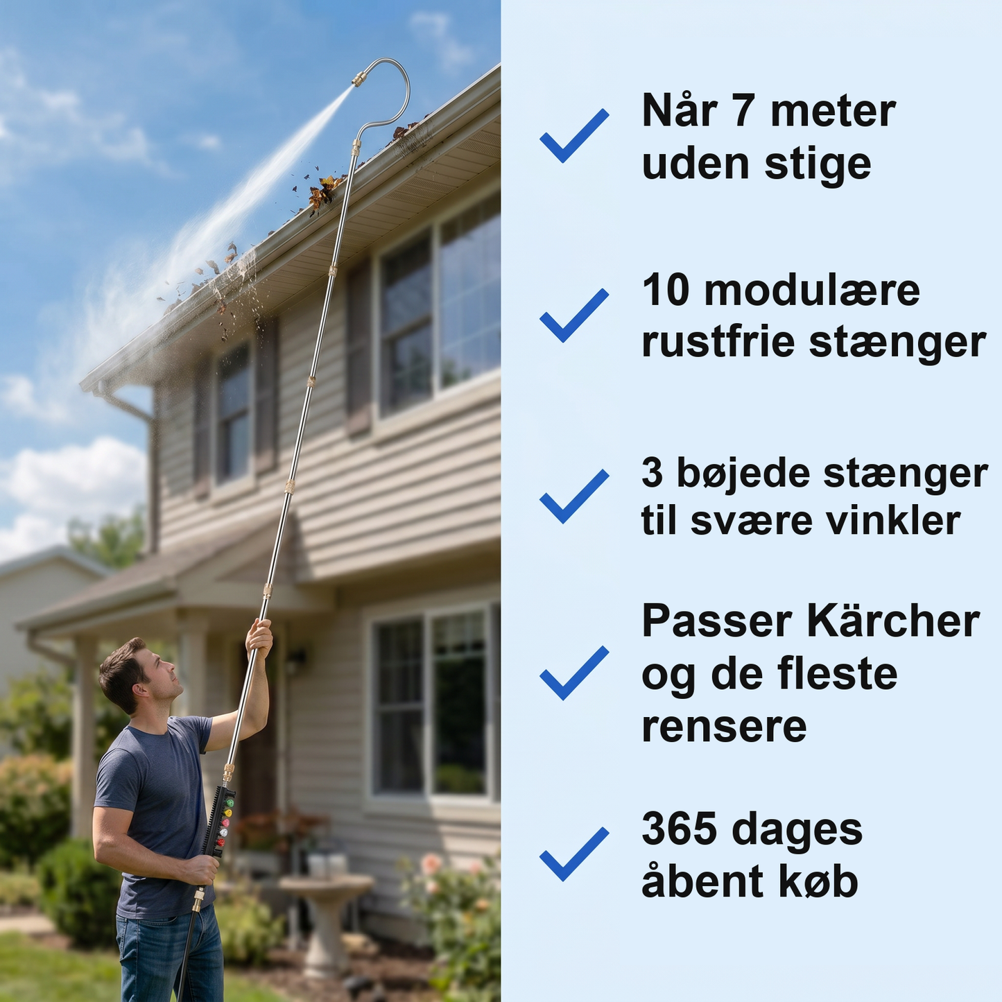Zvarelo — Højtryksstaven, der lader dig rengøre tag og tagrender uden stige