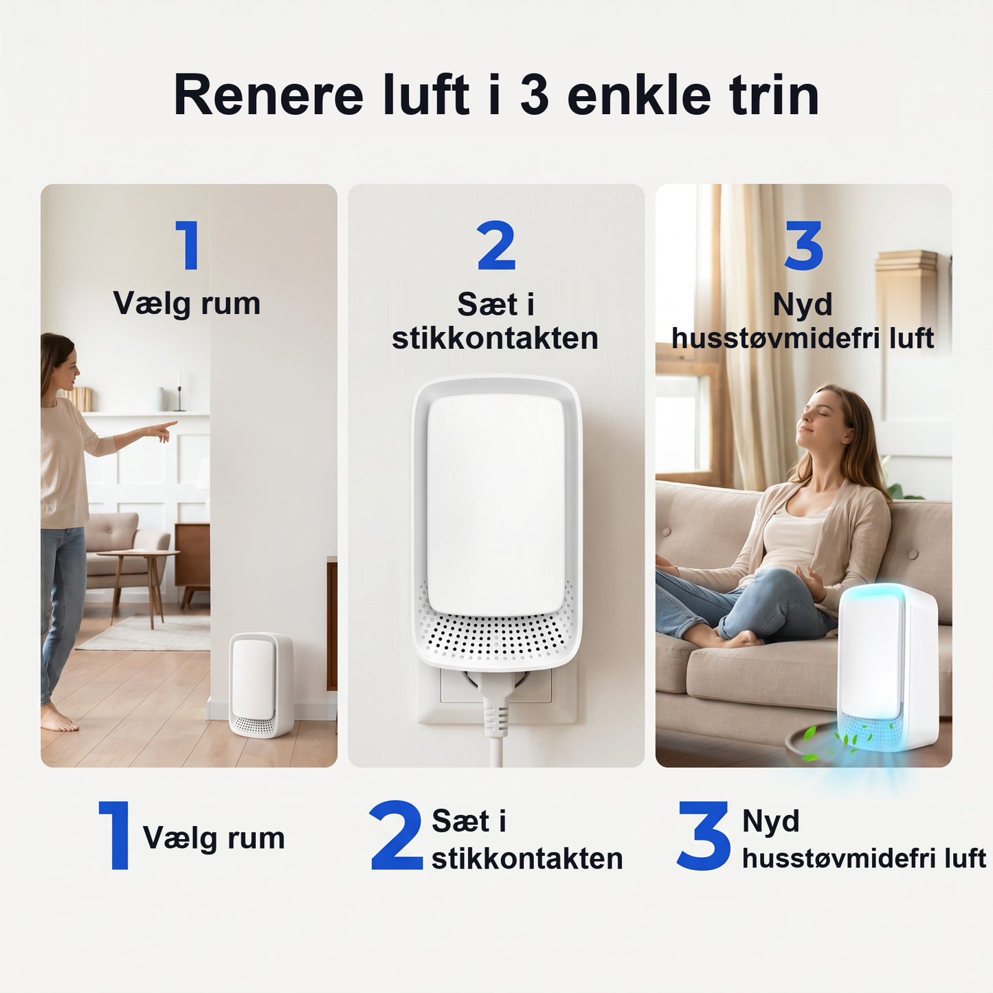 Zvarelo KvalsterFri — Ionisatoren der renser soverumslugten lydløst og filterfrit, så du vågner klarere