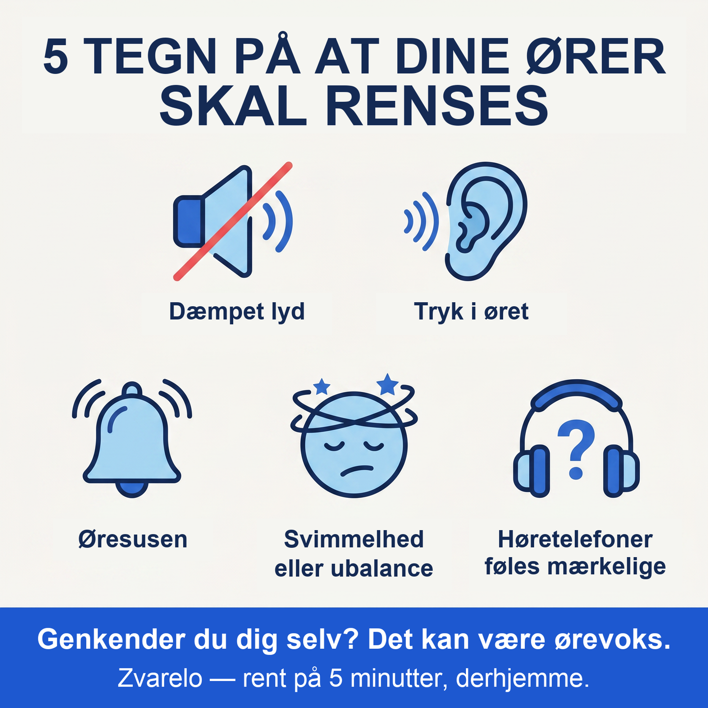 Zvarelo — Ørerenseren der fjerner voksproppen hjemme på 3 minutter uden vatpinde eller klinikbesøg