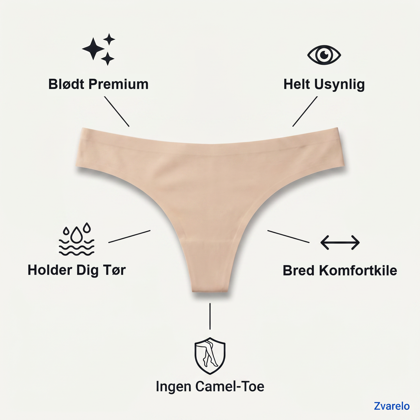 Zvarelo — G-strengen med polstret indæg der eliminerer camel toe under alle tights uden at kunne ses