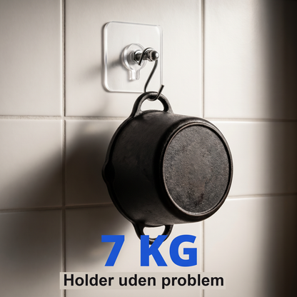Zvarelo — Vægkrogene der holder 7 kg uden borehuller og efterlader væggen helt intakt
