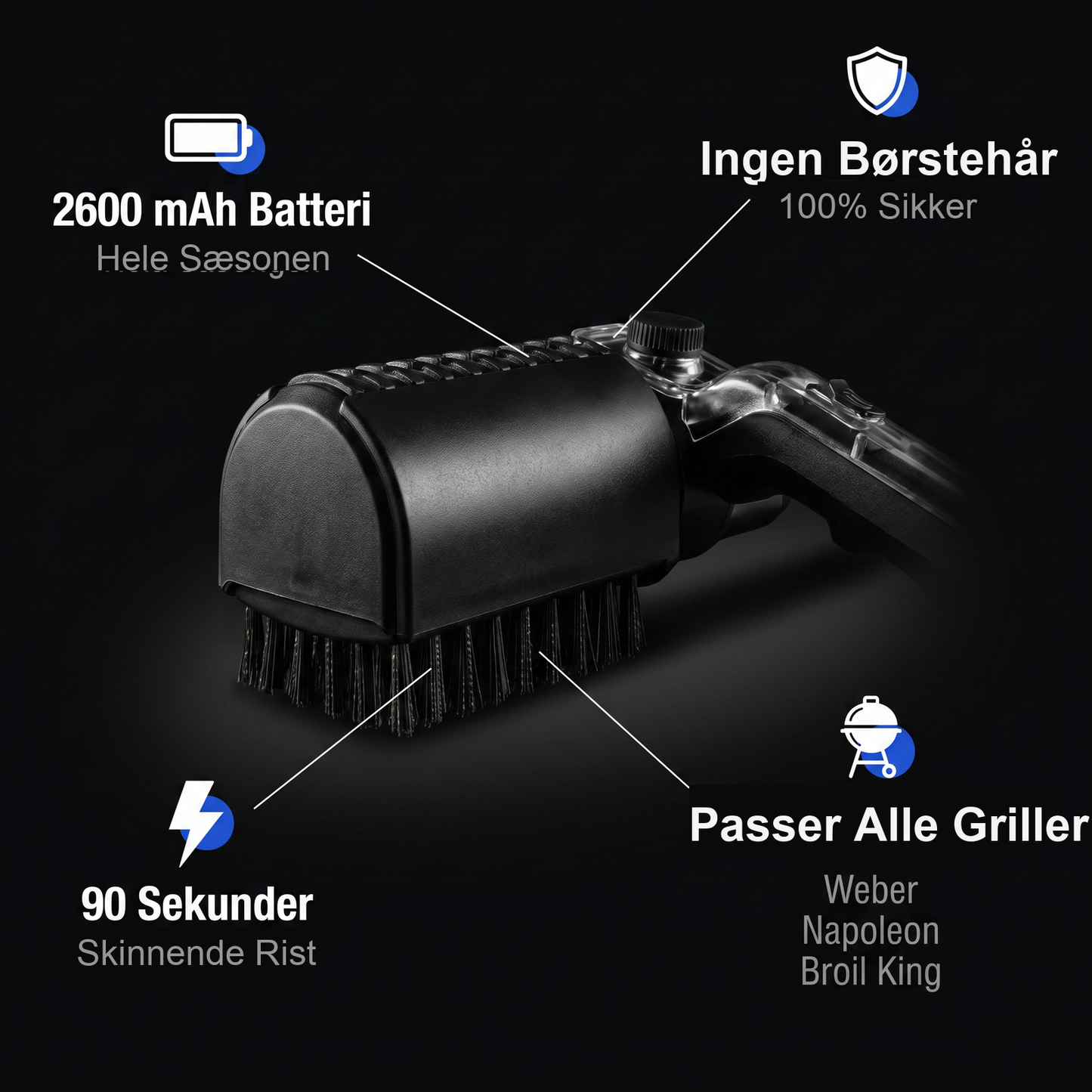 Zvarelo — Grillbørsten uden metaltråde der rengør risten på 90 sekunder uden risiko for forurening