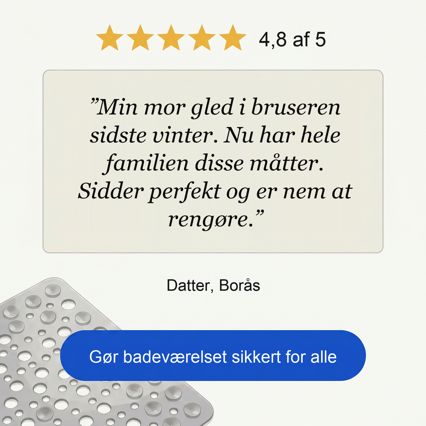 Zvarelo — Skridsikker brusemåtte, der forhindrer glideulykker i brusebadet og stimulerer fødderne