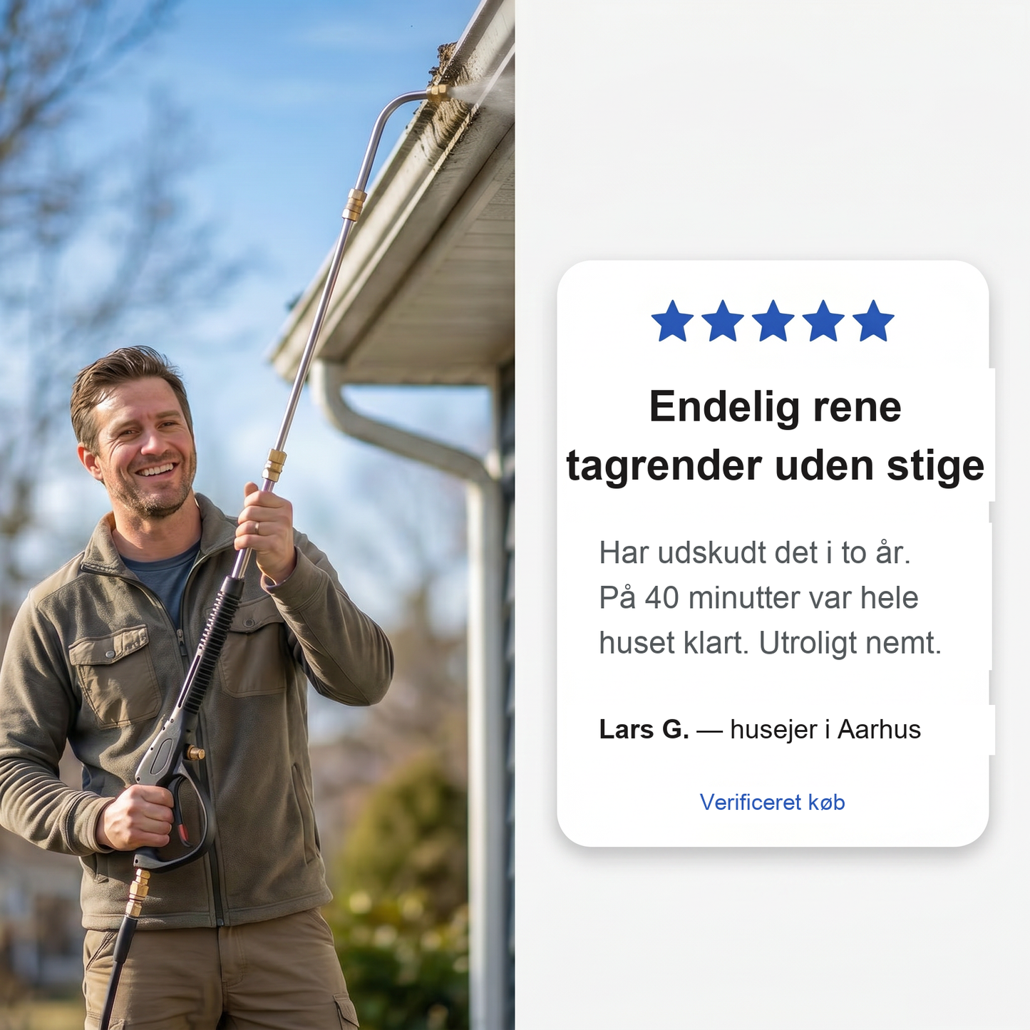 Zvarelo — Højtryksstaven, der lader dig rengøre tag og tagrender uden stige